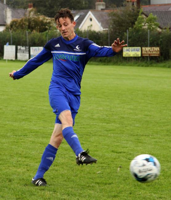 Tony Evans scored four goals for Narberth who defeated Milford United at Jesse Road Tony Evans scored four goals for Narberth who defeated Milford United at Jesse Road